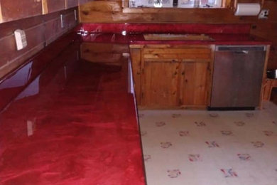 red pearl countertop resurface and back splash