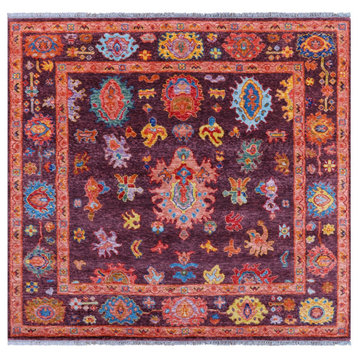 8' Square Turkish Angora Oushak Handmade Wool Rug - Q19855