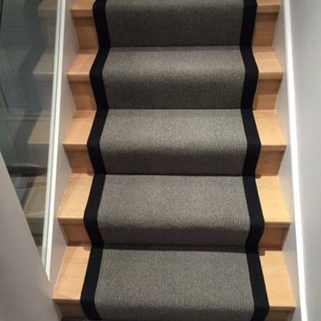 Grey Stair Carpet With Black Border