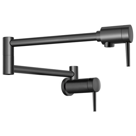 Delta Contemporary Wall Mount Pot Filler, Matte Black, 1165LF-BL