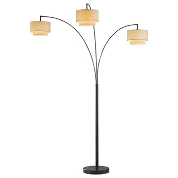 83" Double Shade LED Arched Floor Lamp