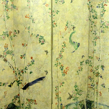 Antiqued Chinoiserie wallpaper (divider) screen