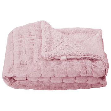 Super Mink Faux Fur Throw Blanket, Rose Smoke, 50"x60"