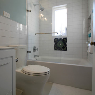 East Denver Minimalist White Bathroom & Kitchen Renovation