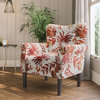 High Wingback Linen Armchair, Red Floral