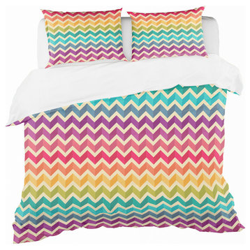 Geometric Pattern With Zigzags Bohemian and Eclectic Duvet Cover, King