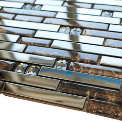 Dark Emperador and Stainless Steel Luxury Diamond Glass Mosaic Tile Collection - Home Accessories & Decor