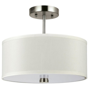 Sea Gull Lighting 2-Light Convertible Mount, Brushed Nickel and Faux Silk