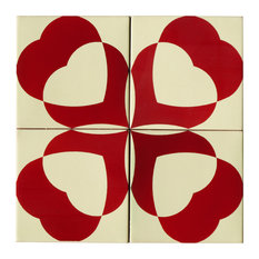 Hearts Ceramic Tile Mural, 4 Tiles