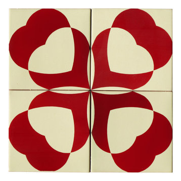 Hearts Ceramic Tile Mural, 4 Tiles