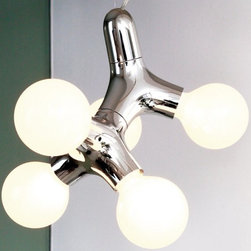 Contemporary White DNA Chandelier Lamp 4 Lights - Chandeliers