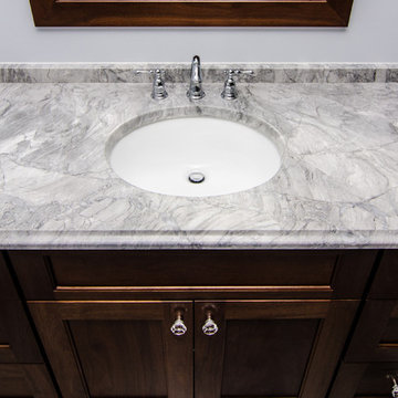 Super White Quartzite Master Bathroom