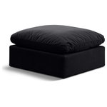 Meridian Furniture - Indulge Upholstered Modular Chair, Black, Down Stuffed Velvet, Ottoman - Experience ultimate comfort and style with our black velvet Indulge Ottoman. The luxurious velvet will elevate the aesthetic of any room. This ottoman provides ample space for you to relax while its modular build offers the option of unlimited configurations. Whether you're looking to add a stylish element to your living room or a comfortable seating option to your bedroom, this ottoman is the perfect choice.