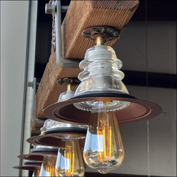 Crossarm Beam Chandelier Insulator Light - Edison Bulb - Chandeliers