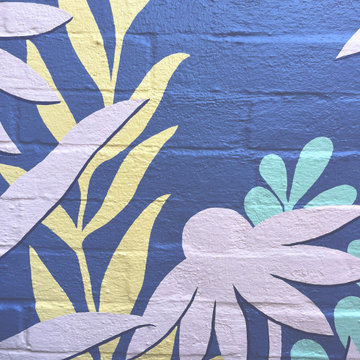 Berkeley Hills Cheerful Backyard Oasis - Outdoor Shower Botanical Mural