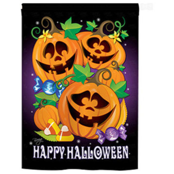 Halloween Happy Pumpkins 2-Sided Vertical Impression House Flag