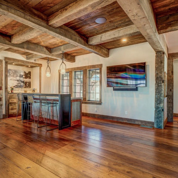 Character Hickory Plank Flooring, Home Bar