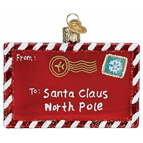 Old World Christmas 36281 Letter to Santa Blown Glass Ornament
