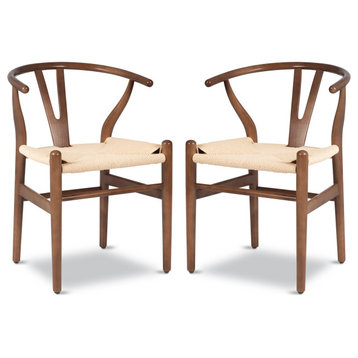 Poly and Bark Weave Chair, Set of 2, Walnut