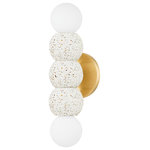 Mitzi - 2 Light Wall Sconce, Aged Brass - A pair of glass globes are set at opposite ends of a trio of White Terrazzo spheres to give this modern wall sconce an artful yet unexpectedly playful feel. The patterned flecks in the Terrazzo add warmth and work beautifully with the Aged Brass backplate. Paola can be mounted either vertically or horizontally, making it suitable for both smaller and larger wall spaces.