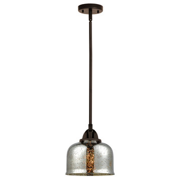 Large Bell Mini Pendant, Oil Rubbed Bronze, Silver Plated Mercury