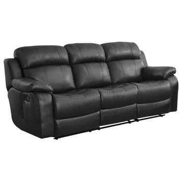 Lexicon Marille Double Reclining Sofa with Center Drop-Down Cup Holders in Black