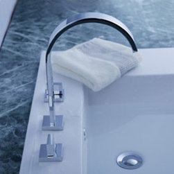 Widespread Contemporary Chrome Bathroom Sink Faucet with Pop up Waste T0467 - Bathroom Sink Faucets