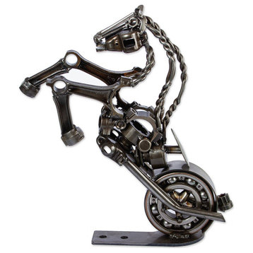 Novica Handmade Rustic Horsepower Upcycled Auto Parts Sculpture (20 Inch)