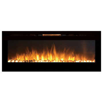 Astoria 60" Pebble Built-in Ventless Recessed Wall Mounted Electric Fireplace