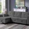 Modern L-Shaped Sleeper Sofa, Reversible Design With Storage Chaise, Dark Gray