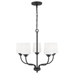 Generation Lighting - Windom 5-Light Traditional Chandelier in Midnight Black - Windom blends traditional design aesthetics with a touch of contemporary appeal. Etched Opal glass sits atop the graceful curving arms giving this family its transitional style. Available in four finishes. The Sea Gull Collection Windom five light single tier chandelier in Midnight Black provides abundant light to your home, while adding style and interest.  This light requires 5 , 75 Watt Bulbs (Not Included) UL Certified.
