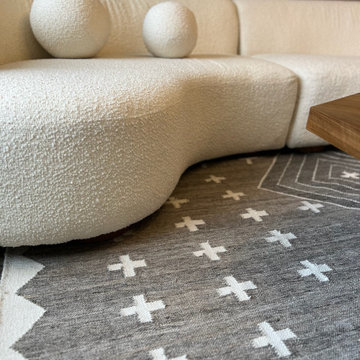Elegant Lounge with Plush Textures & Neutral Tones