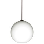 Besa Lighting - Besa Lighting 1TT-COCO1207-LED-BR Coco 12 - 11.75" 9W 1 LED Stem Pendant - The globe-shaped Coco is a blown glass with a neutral d�cor and classic shape that blends gracefully into all environments. Our Cocoon glass is a frosted glass with interesting threads of opaque white swirling throughout. This d�cor is full of textured and creates a point of interest to any room. When lit this glass features a dimensional effect from the whites lines that are interlaced at various levels.� The smooth satin finish on the clear outer layer is a result of an extensive etching process, with the texture of the subtle brushing. This blown glass is handcrafted by a skilled artisan, utilizing century-old techniques passed down from generation to generation. Each piece of this d�cor has its own artistic nature that can be individually appreciated The stem pendant fixture is equipped with an adjustable telescoping section, 4 connectable stem sections (3", 6", 12", and 18") and low Profile flat monopoint canopy. These stylish and functional luminaries are offered in a beautiful Satin Nickel finish.  No. of Rods: 4  Canopy Included: TRUE  Shade Included: TRUE  Cord Length: 120.00  Canopy Diameter: 5 x 5 x 0 Rod Length(s): 18.00  Eco-Friendly: TRUE  Color Temperaute:   Lumens:   CRI:   Rated Life: 30,000 HoursCoco 12 11.75" 9W 1 LED Stem Pendant Bronze Opal Matte Glass *UL Approved: YES *Energy Star Qualified: n/a  *ADA Certified: n/a  *Number of Lights: Lamp: 1-*Wattage:9w LED bulb(s) *Bulb Included:Yes *Bulb Type:LED *Finish Type:Bronze