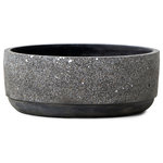 Serene Spaces Living - Serene Spaces Living Black Terrazzo Bowl, 3"x8" - Terazzo is a long-standing artistic method of reusing stone, mainly granite and marble and other common tiling materials, by mixing it with cement and creating a spattered pattern in the cement. These Terazzo products take full advantage of this style to create beautiful and perfectly sized vases and bowls which will definitely catch the eye of any passerby. The white stone contrasts amazingly with the gray cement in order to create a piece worth putting in your home; and the orange speckles add a little extra flair.
