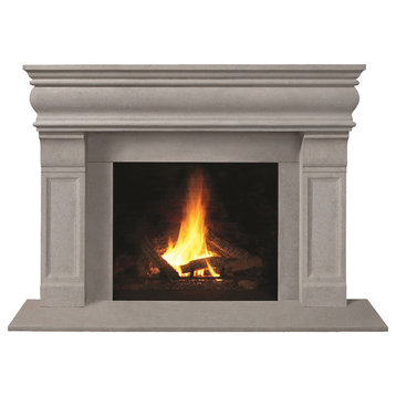 Fireplace Stone Mantel 1106.511 With Filler Panels, Limestone, With Hearth Pad