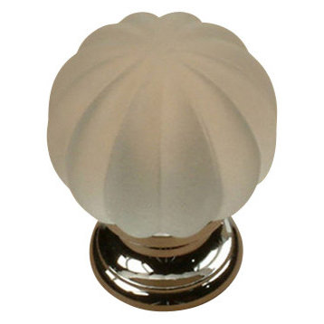 Glass - Knob, CENT18409-26A, Satin Nickel/ Frosted