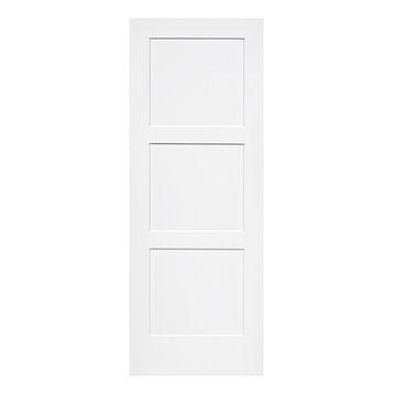 3-Panel Kimberly Bay Door, Interior Slab Shaker, White, 80"x30"x1.375"