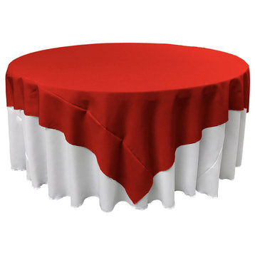 LA Linen Square Polyester Poplin Tablecloth, Red, 72"x72"