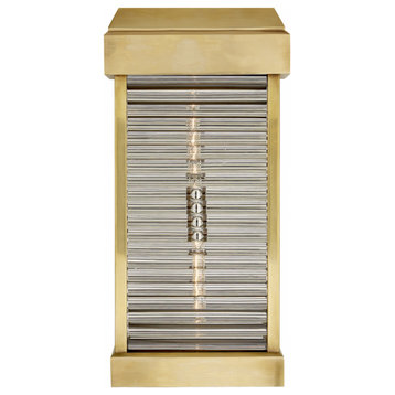 Dunmore Curved Glass Louver Outdoor Wall Sconce, 2-Light, Brass, 23"H