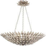 Crystorama - Broche 6 Light Antique Silver Chandelier - Layers of individual wrought iron leaves deliver a stunning, unique and functional light . The tailored elegance of the shimmering metallic florals are perfect for a transitional home though versatile enough to be incorporated into any modern design. While perfect for a bedroom, living area, or kitchen, it can be used anywhere you want to add a bit of glam.