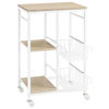 Linon August Rolling Metal Kitchen Cart with 2 Baskets and 2 Shelves in White