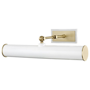 Mitzi Holly 2-LT Picture-LT With Plug HL263202-AGB/WH - Aged Brass & White
