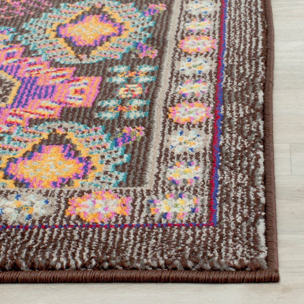 Safavieh Monaco Collection MNC240 Rug, Brown/Multi, 2'2" X 10'