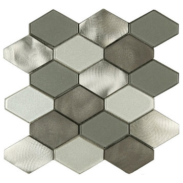 Mosaic Tile Victoria Metals Blend Large Hexy Floor Wall Glass Metal Shower Bath,