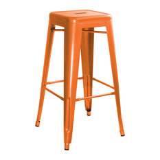 Amerihome - Loft 30" Metal Bar Stool, Set of 4, Orange - Bar Stools and Counter Stools