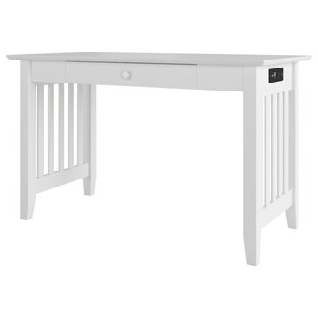 Mission Desk With Drawer and Charger White