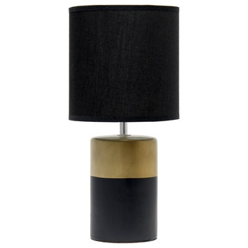 Simple Designs Two Toned Basics Table Lamp, Black and Gold