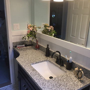 Outdated Traditional Bathroom Updated to Mediterranean Style