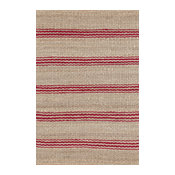 Dash And Albert Jute Ticking Crimson Woven Rug, 3'X5'