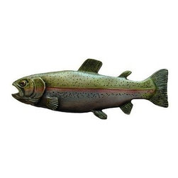 Inviting Home Inc. - Rainbow Trout Pull, Left, Hand-Tinted Pewter - Cabinet And Drawer Handle Pulls